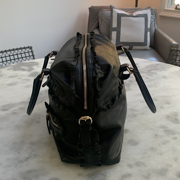 Authentic GUCCI Handbag Black Calfskin Leather Ruffles Sabrina Boston EUC - Picture 6 of 15